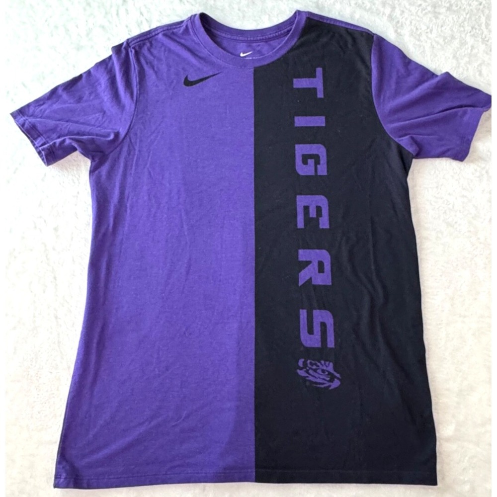 LSU Tigers Nike Tee shirt Adult large‎ Colorblock purple Y2K  football USA made